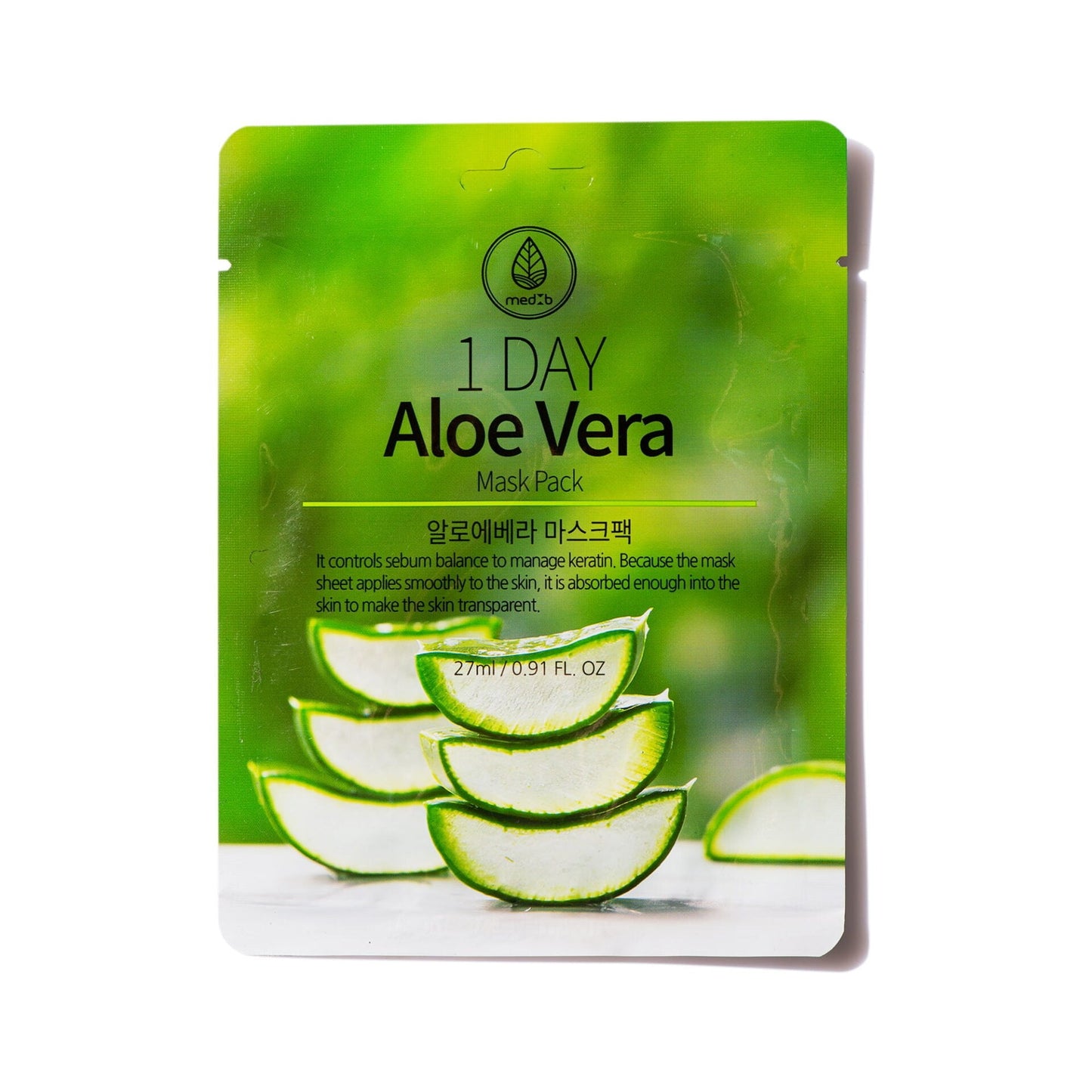 MedB Lakštinė veido kaukė su alaviju / 1 DAY ALOE VERA MASK, 1 vnt.