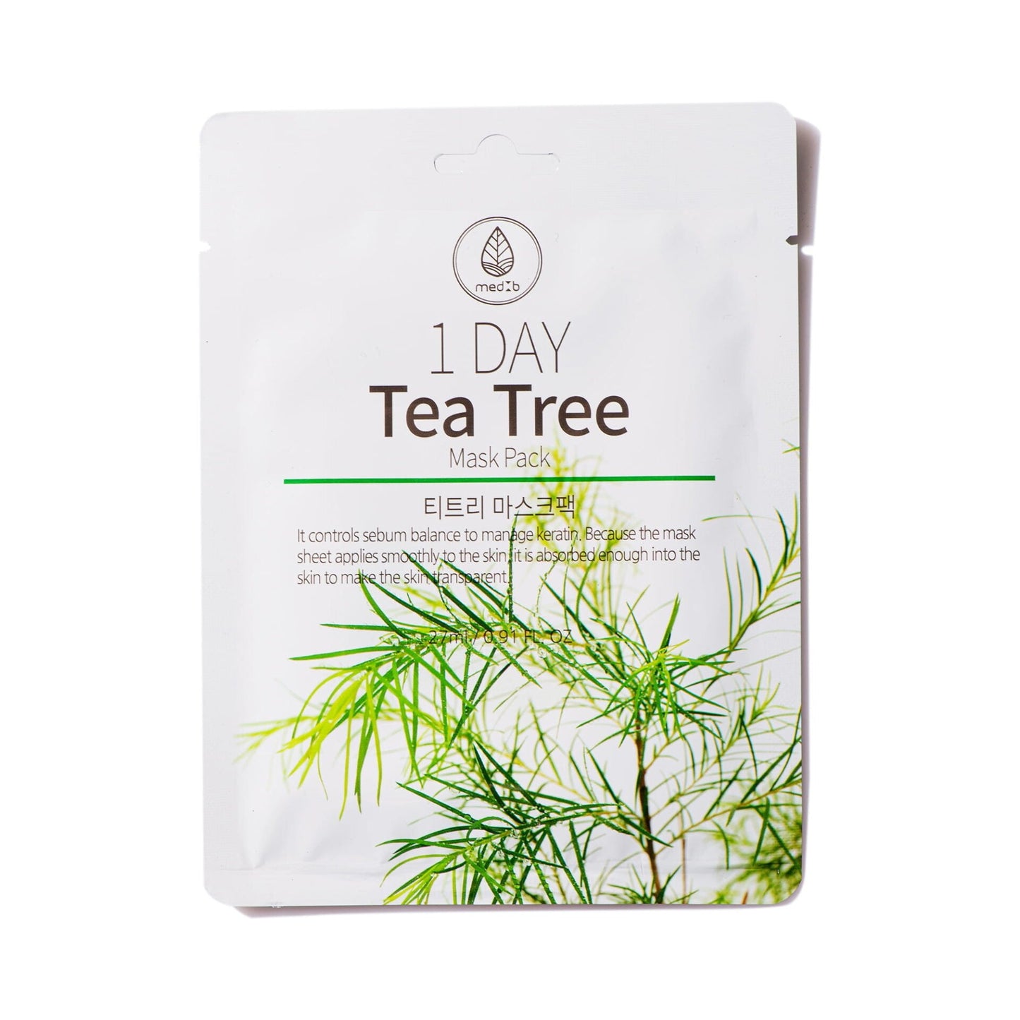 MedB Lakštinė veido kaukė su arbatmedžiu / 1 DAY TEA TREE MASK, 1 vnt.