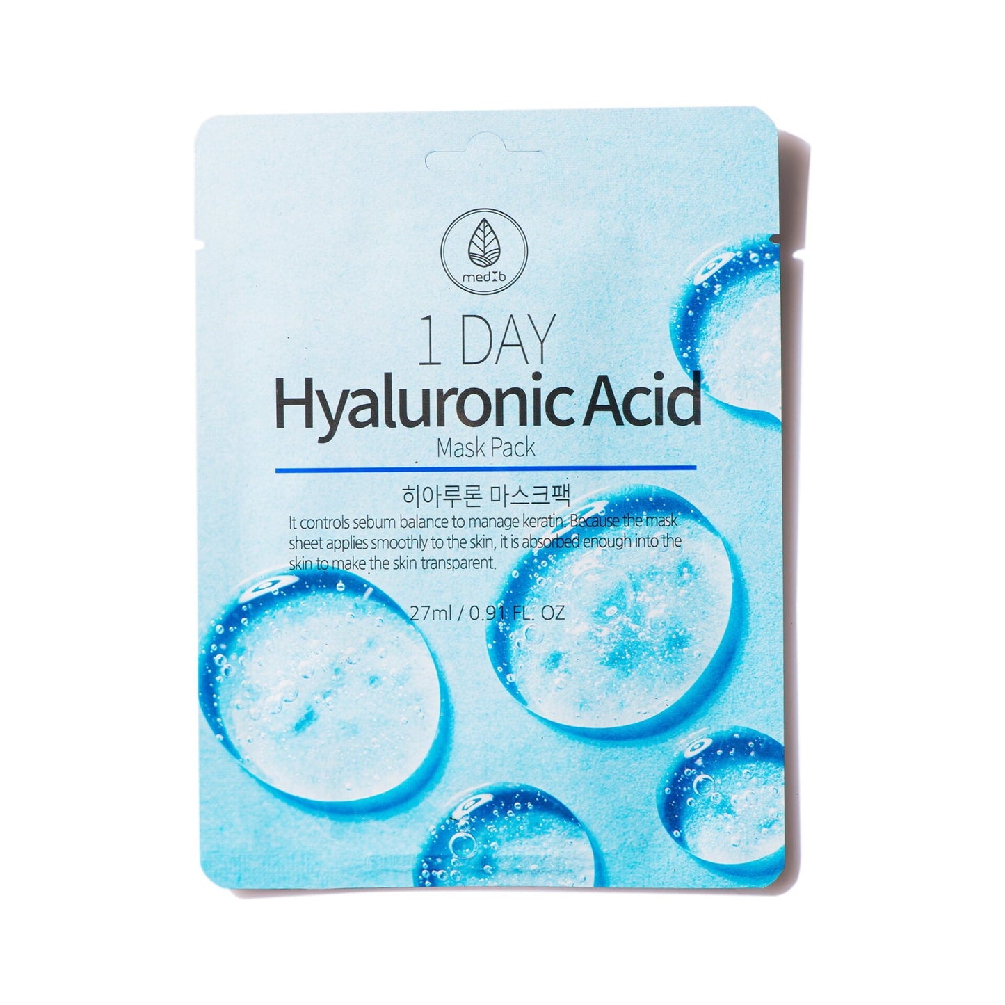 MedB Lakštinė veido kaukė su hialuronu / 1 DAY HYALURONIC ACID MASK, 1 vnt.