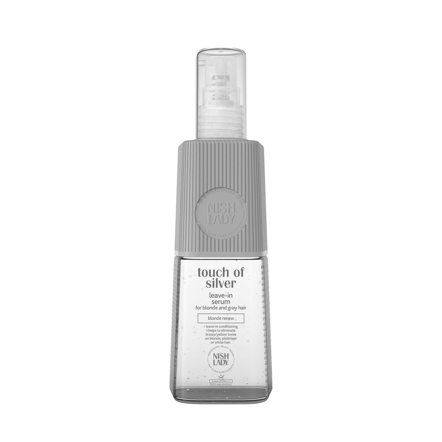 Nishlady Serumas šviesiems plaukams / LEAVE-IN SERUM TOUCH OF SILVER, 97 ml- pilkinantis serumas