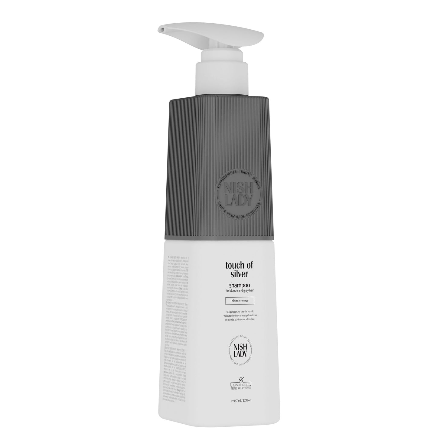 Nishlady Šampūnas šviesiems plaukams / SHAMPOO TOUCH OF SILVER, 947 ml- šampūnas šviesintiems plaukams