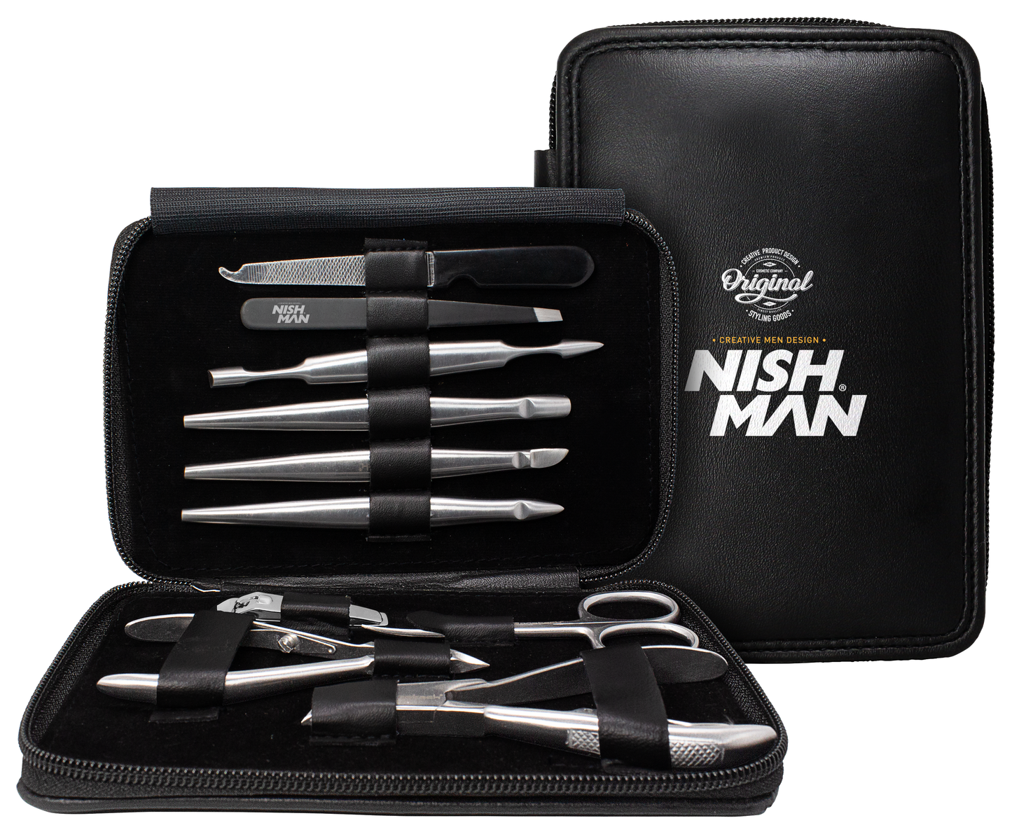Nishman Manikiūro priemonių rinkinys vyrams / MANICURE KIT, 10 vnt