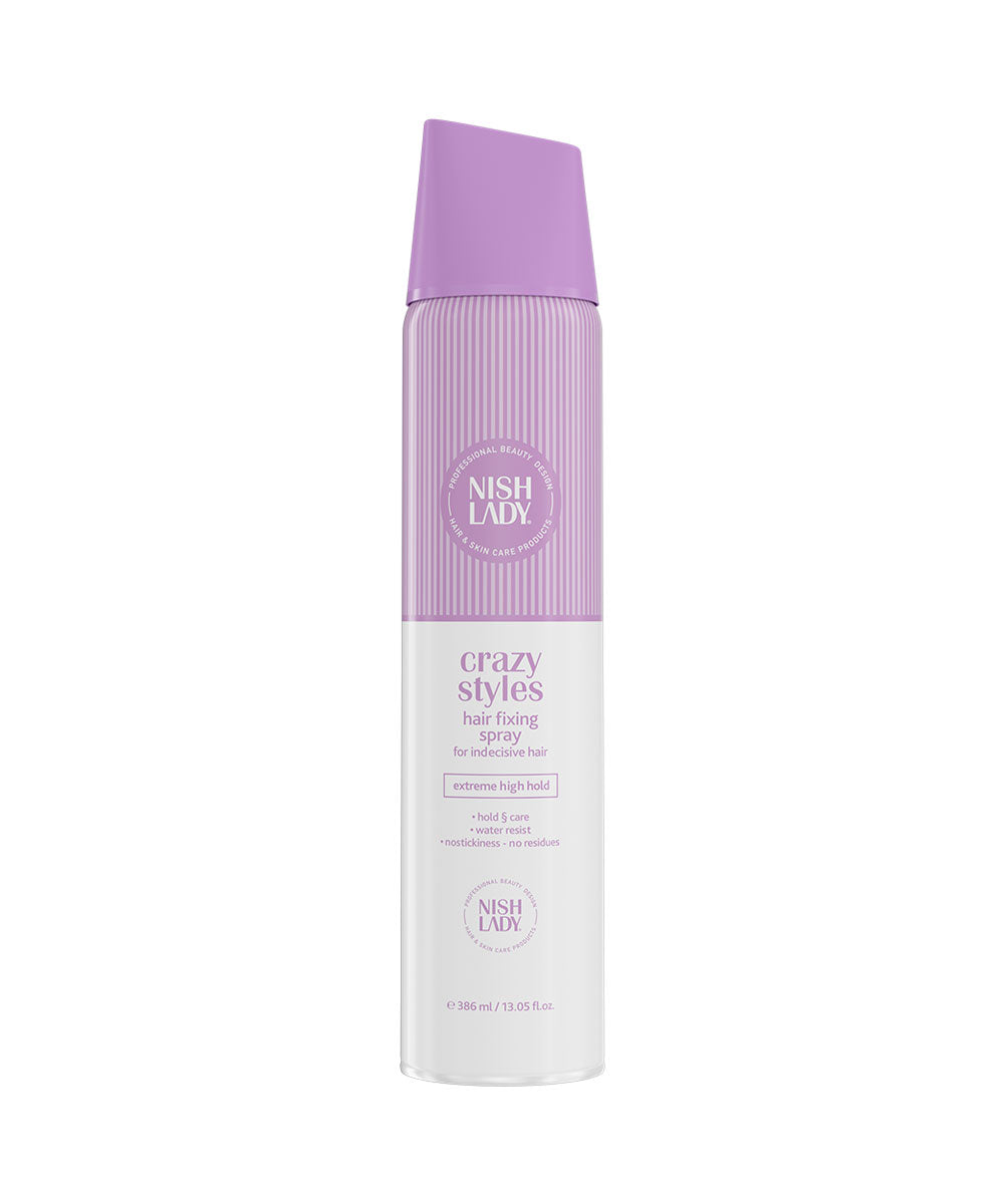 Nishlady Plaukų lakas / FIXING SPRAY CRAZY STYLES, 386 ml- lakas plaukams