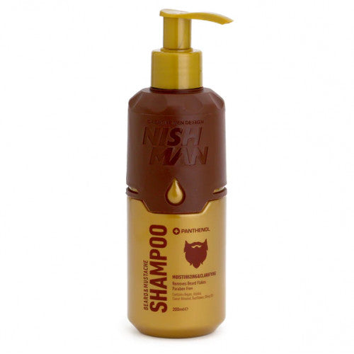 Nishman barzdos ir ūsų priežiūros šampūnas / BEARD & MUSTACHE CARE SHAMPOO, 200 ml
