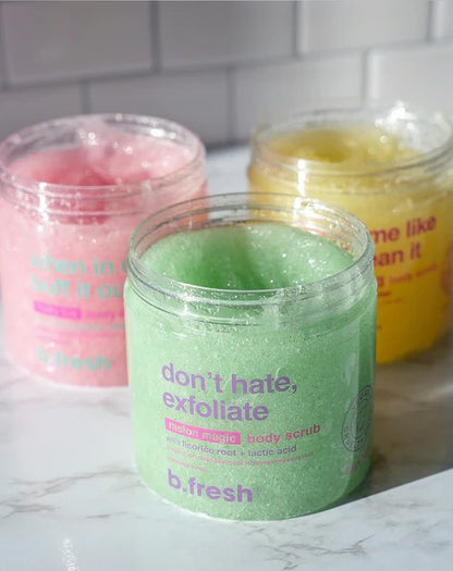 b.fresh Don't Hate, Exfoliate Melon Magic Body Scrub Melionų aromato kūno šveitiklis, 200g