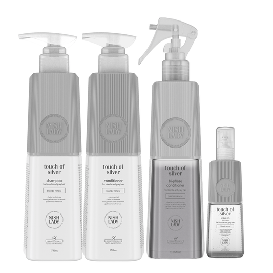 Nishlady Rinkinys šviesiems plaukams "Touch of Silver"- dovanų rinkinys balintiems plaukams eleyshop.lt