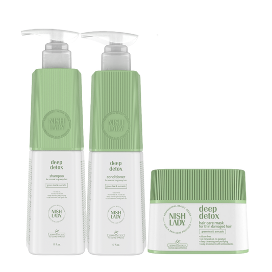 Nishlady Rinkinys giluminiam plaukų valymui "Deep Detox"- dovanų rinkinys riebiems plaukams eleyshop.lt