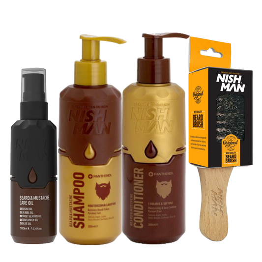 Nishman Rinkinys barzdos ir ūsų priežiūrai "Beard & Mustache Care"- dovanų rinkinys vyrui eleyshop.lt