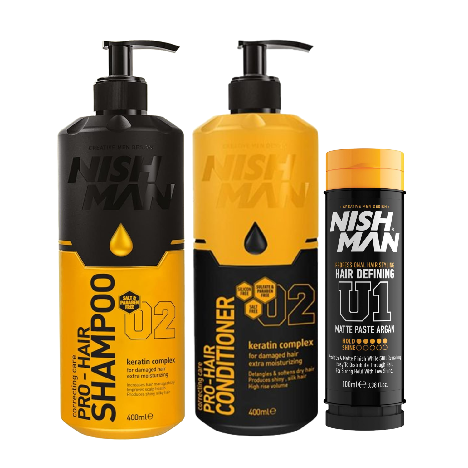 Nishman Keratin Men Set – plaukus stiprinantis ir formą suteikiantis rinkinys- eleyshop.lt dovanų rinkinys vyrams