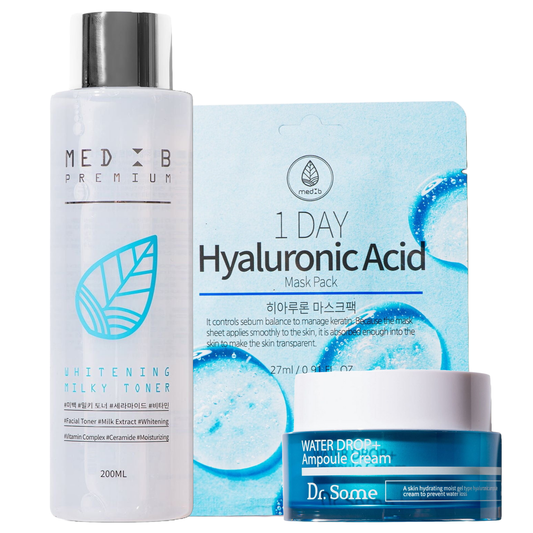 MedB Hyaluronic Radiance Trio – drėkinantis ir skaistinantis rinkinys veidui- dovanų rinkinys eleyshop.lt