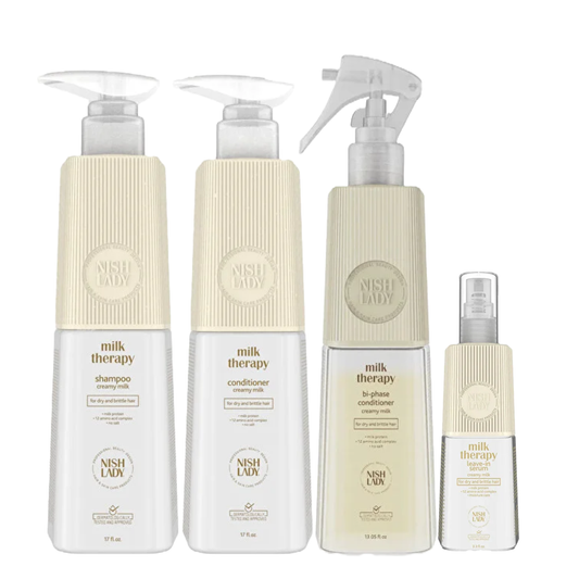 Nishlady Rinkinys sausiems plaukams "Milk Therapy"- dovanų rinkinys lūžinėjantiems eleyshop.lt