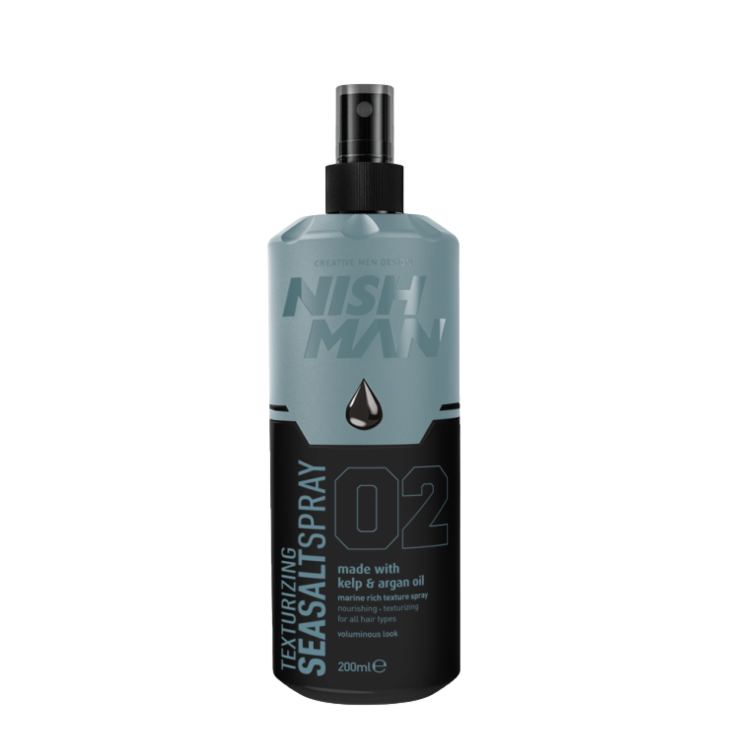 Nishman Jūros druskos purškiklis plaukams su jūros dumbliais ir argano aliejumi 02 / SEA SALT SPRAY KELP&ARGAN OIL 02, 200 ml