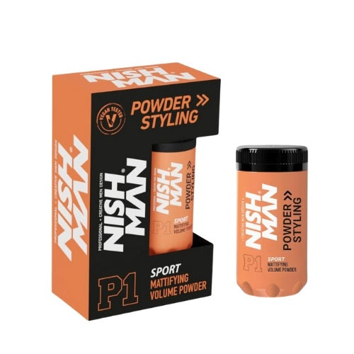 Nishman Apimties suteikiantis matinis plaukų formavimo vaškas pudros pavidalu P1 SPORT / MATTIFYING VOLUME POWDER - HAIR STYLING WAX P1 SPORT, 20 g