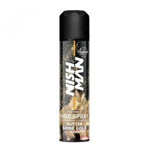 Nishman Plaukų lakas su blizgučiais / GLITTER SHINE HAIR SPRAY, 150 ML - gold auksinis