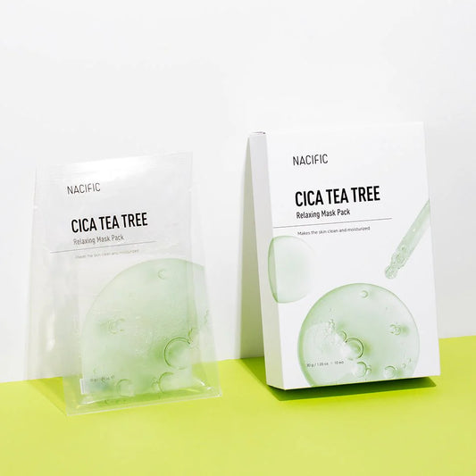 NACIFIC Cica Tea Tree Relaxing Mask atpalaiduojanti lakštinė veido kaukė, 30 g