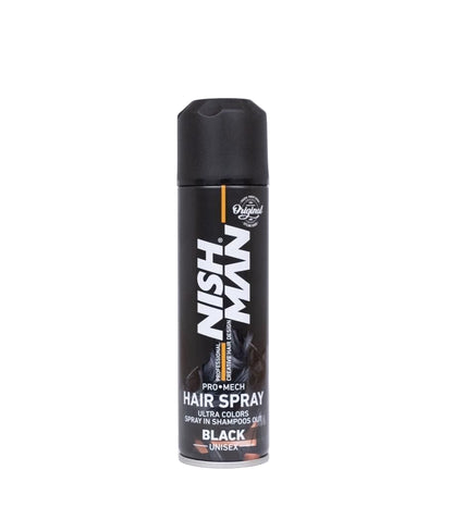 Nishman Laikinas spalvotas plaukų lakas / HAIR COLORING MECH SPRAY, 150 ml- juodas black