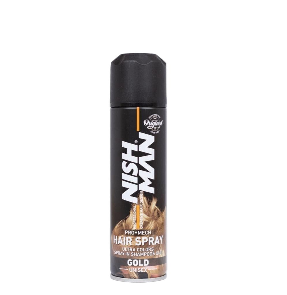 Nishman Laikinas spalvotas plaukų lakas / HAIR COLORING MECH SPRAY, 150 ml- auksinis gold
