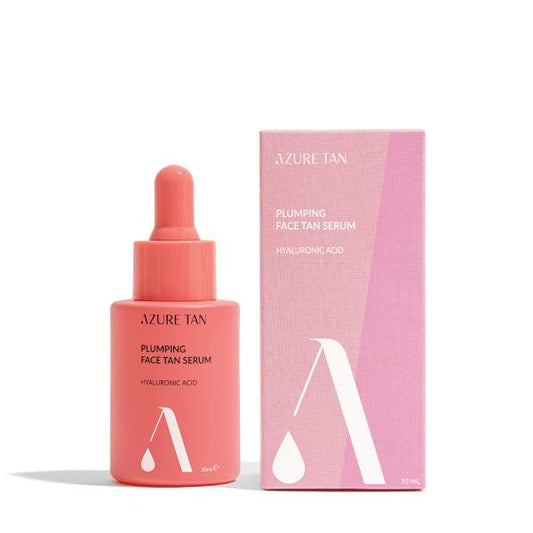 Azure Tan “Face Plumping Tan Serum” Putlinantis hialurono rūgšties veido serumas su savaiminio įdegio efektu