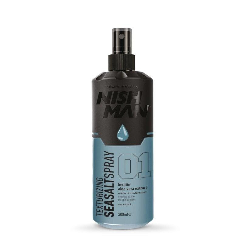 Nishman Jūros druskos purškiklis plaukams su keratinu ir alijošiumi 01 / SEA SALT SPRAY KERATIN ALOE VERA EXTRACT 01, 200 ml