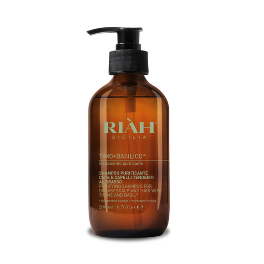 RIAH Purifying Shampoo With Thyme & Basil Valomasis šampūnas su čiobrelių ir bazilikų ekstraktu, 200ml