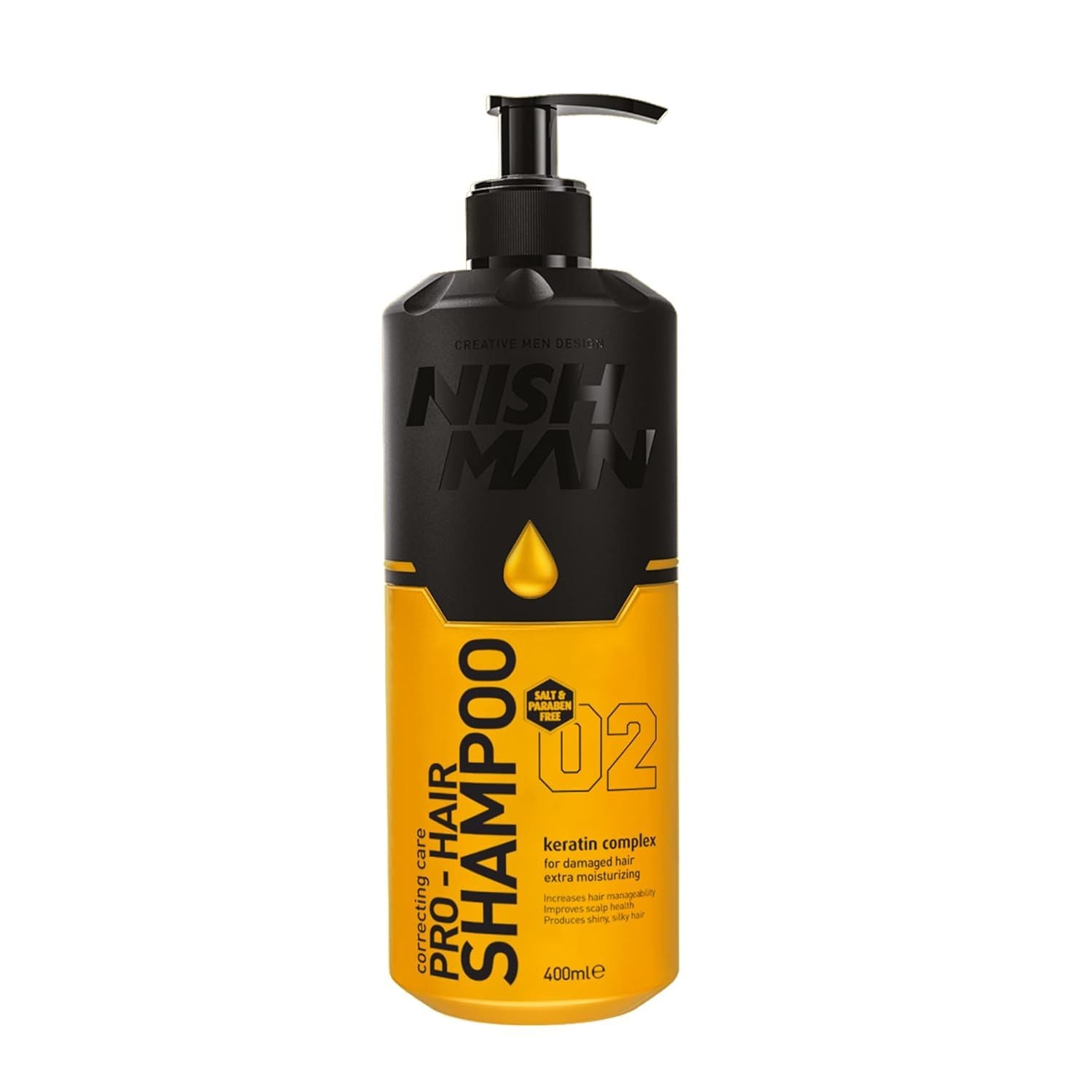 Nishman Šampūnas vyrams su keratino kompleksu 02/ PROFESIONAL HAIR SHAMPOO KERATIN COMPLEX 02, 400 ml