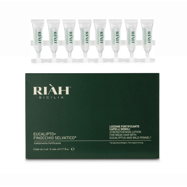 RIAH Strengthening Lotion With Eucalyptus & Wild Fennel Stiprinamasis losjonas slenkantiems plaukams, 8x5ml