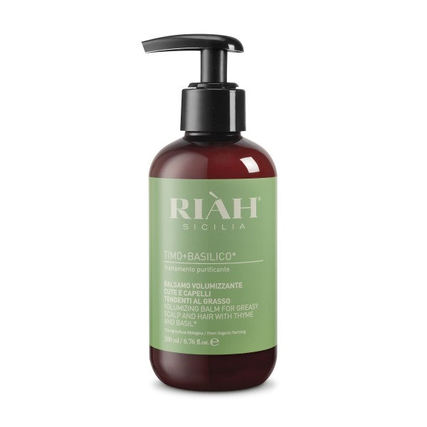 RIAH Volumizing Balm With Thyme & Basil Apimties suteikiantis balzamas besiriebaluojantiems plaukams, 200ml